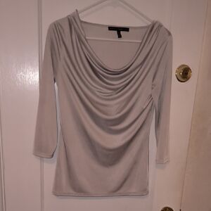 White House Black Market | Silver Cowl Neck Blouse